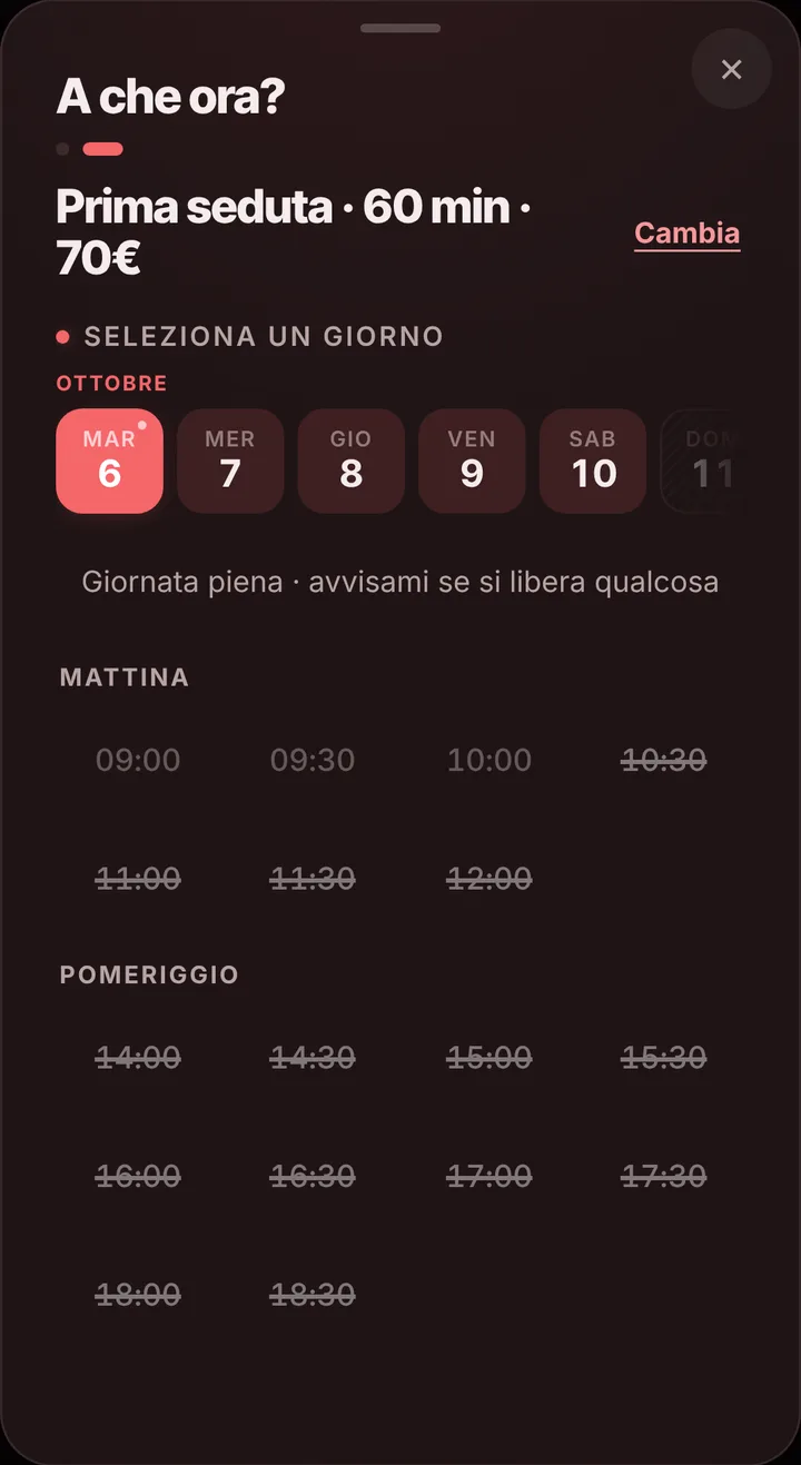 Gli orari liberi del giorno da Studio di Agopuntura Lotus