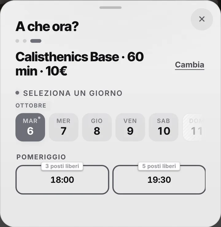 Gli orari liberi del giorno da Calisthenics Park Gravity