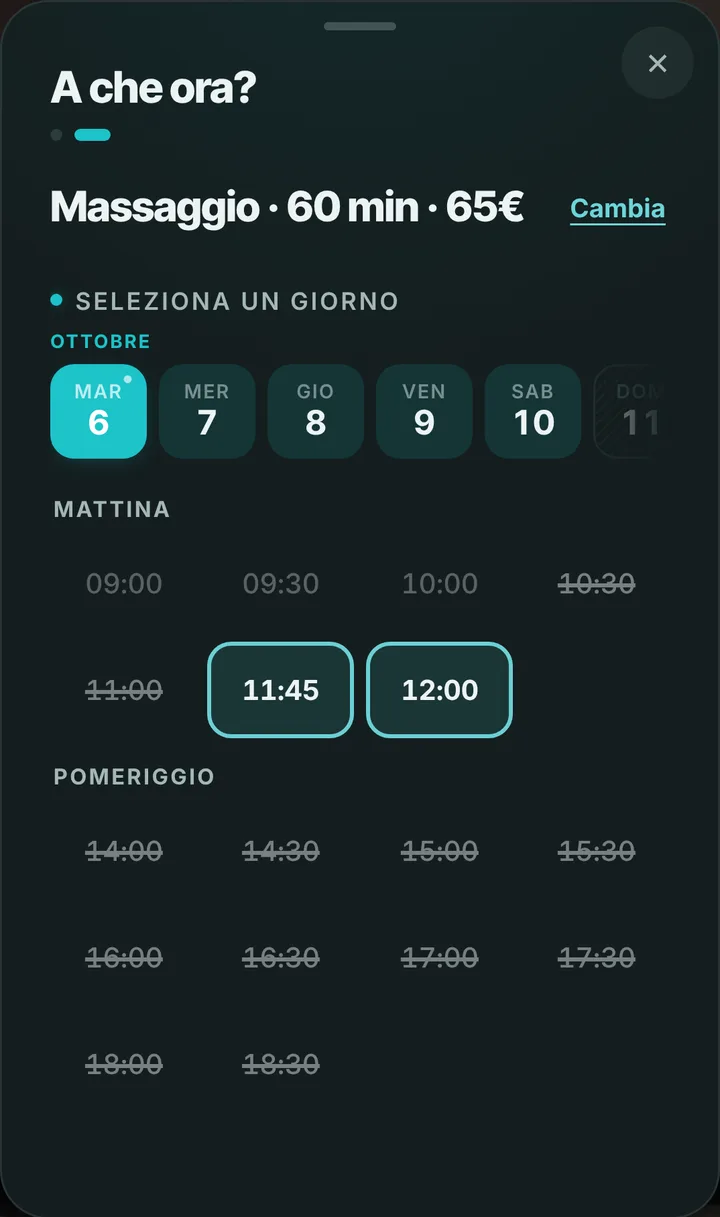 Gli orari liberi del giorno da Centro Benessere Acquamarina