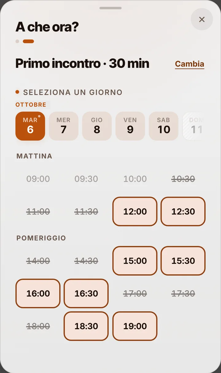 Gli orari liberi del giorno da Coaching Direzione Nuova