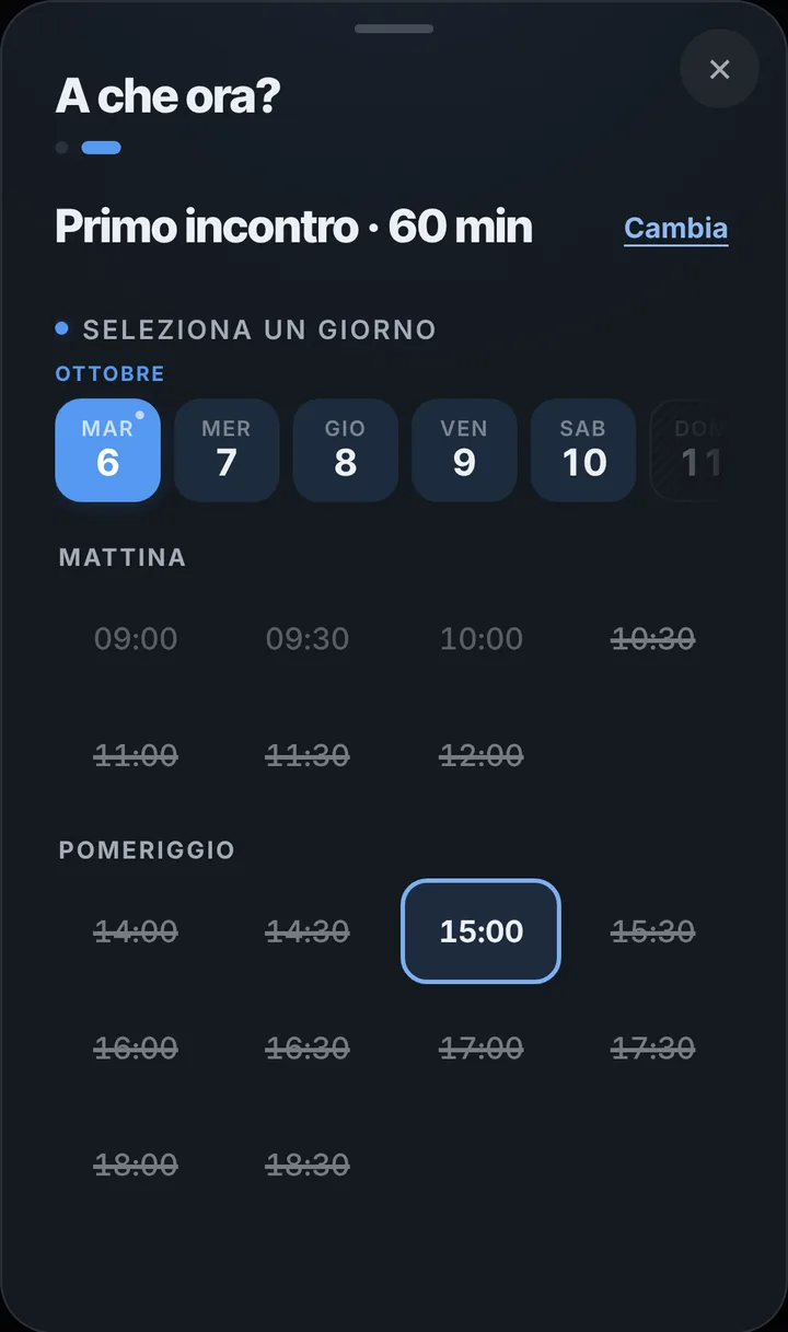 Gli orari liberi del giorno da Studio di Consulenza Finanziaria Costa