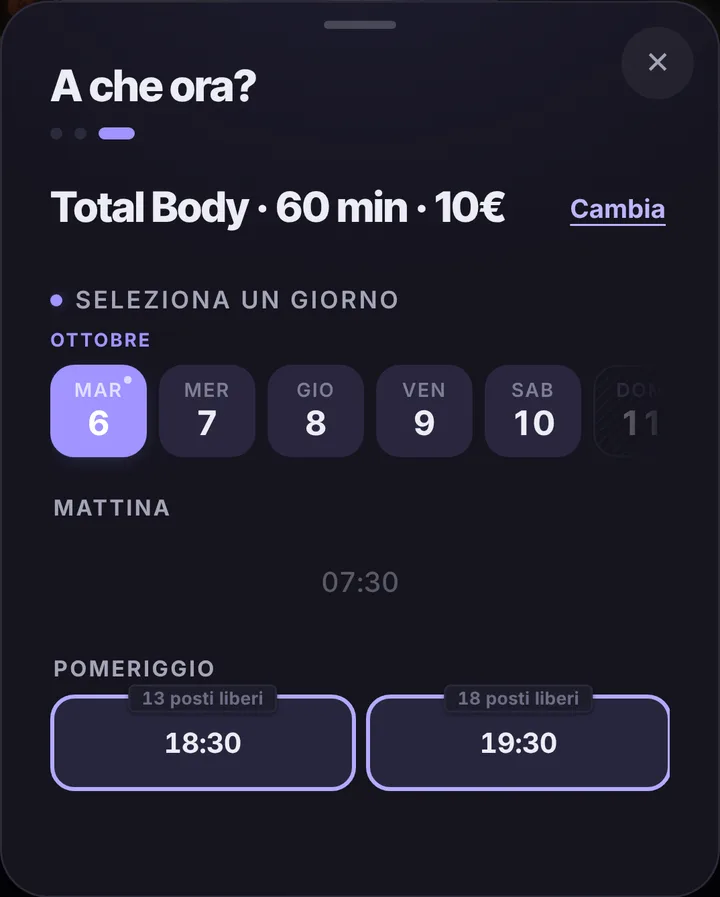 Gli orari liberi del giorno da Palestra Forza Viva