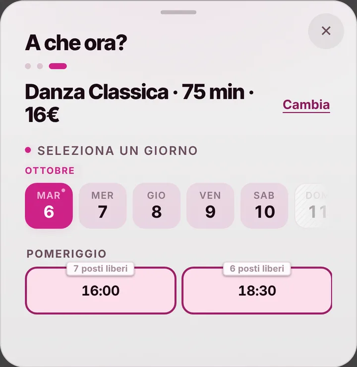 Gli orari liberi del giorno da Scuola di Danza Arabesque