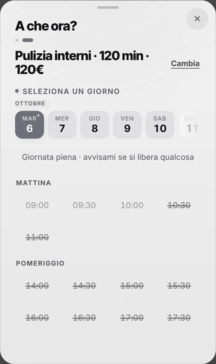 Gli orari liberi del giorno da Detailing Lucido Perfetto