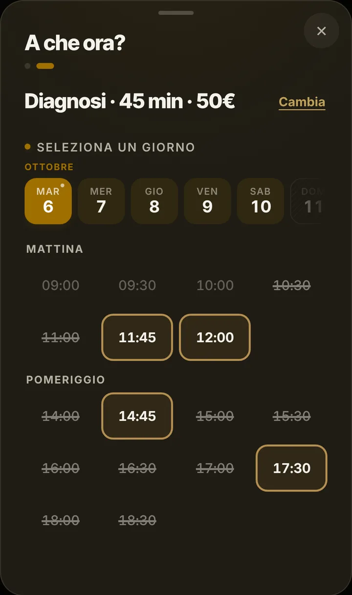 Gli orari liberi del giorno da Elettrauto Scintilla