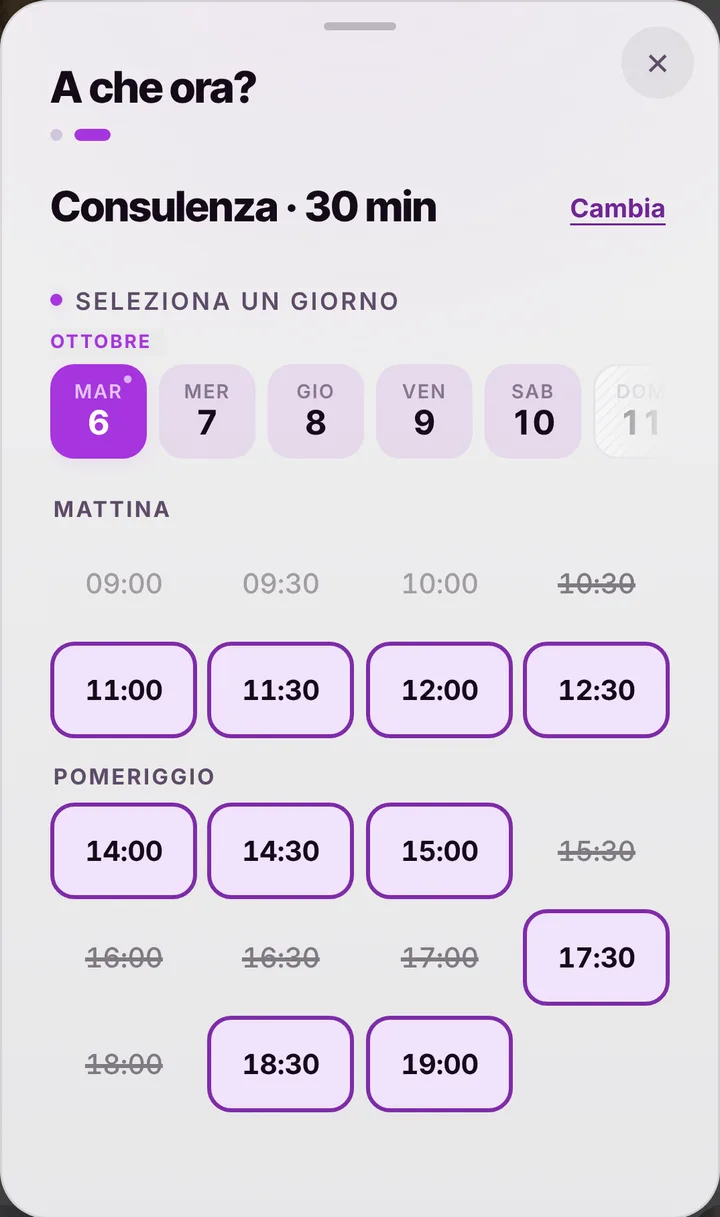 Gli orari liberi del giorno da Extension Studio Lory
