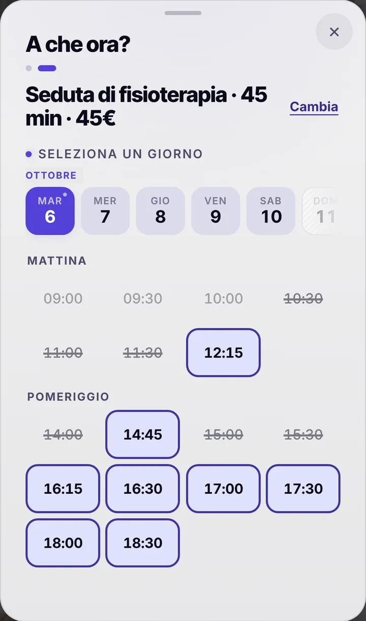 Gli orari liberi del giorno da Fisio Nova