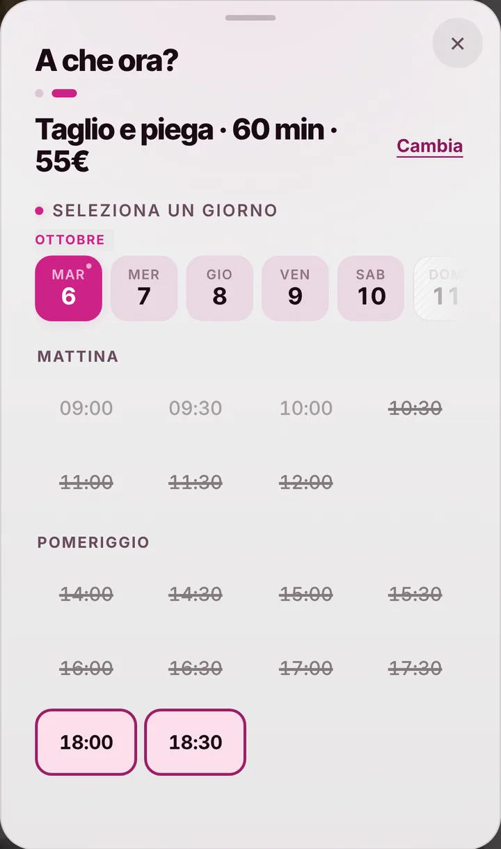 Gli orari liberi del giorno da Studio Ciocca
