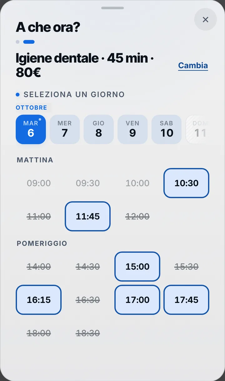 Gli orari liberi del giorno da Studio Igiene Dentale Marchi