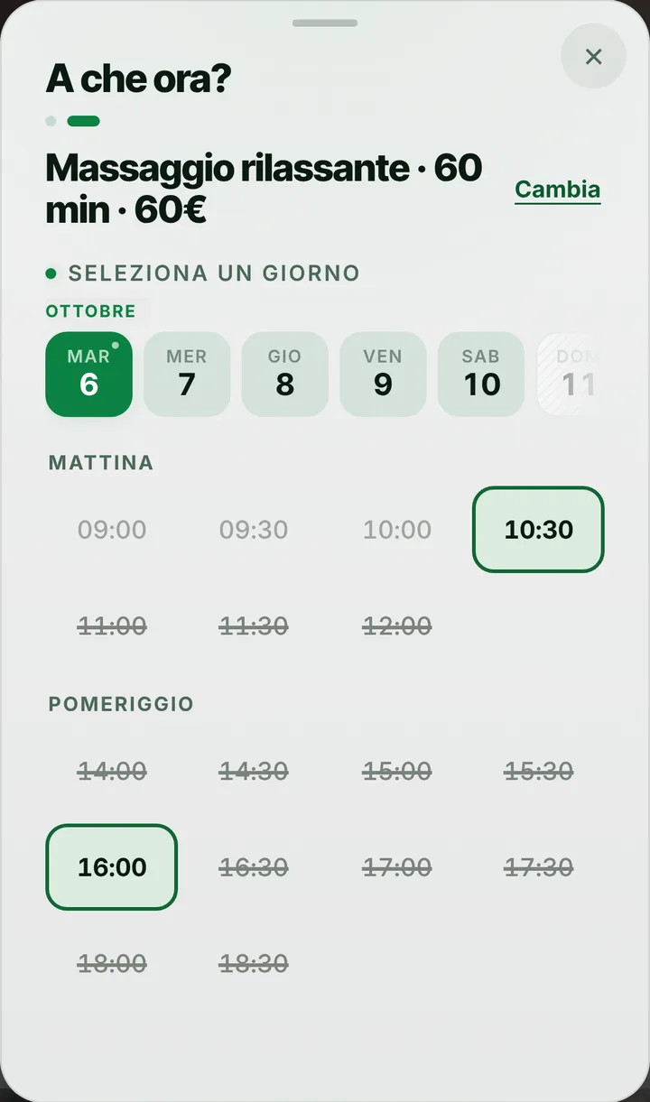 Gli orari liberi del giorno da Centro Massaggi Armonia