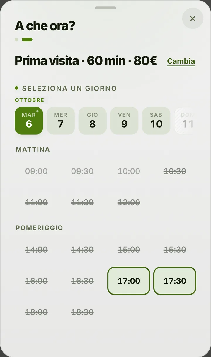 Gli orari liberi del giorno da Studio di Nutrizione Gentile