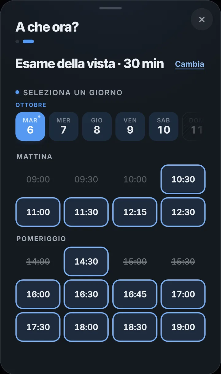 Gli orari liberi del giorno da Ottica Visione Chiara