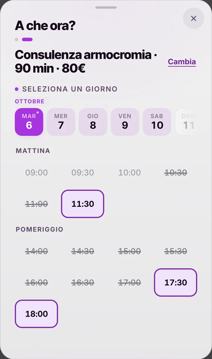 Gli orari liberi del giorno da Personal Shopper Stile Mio