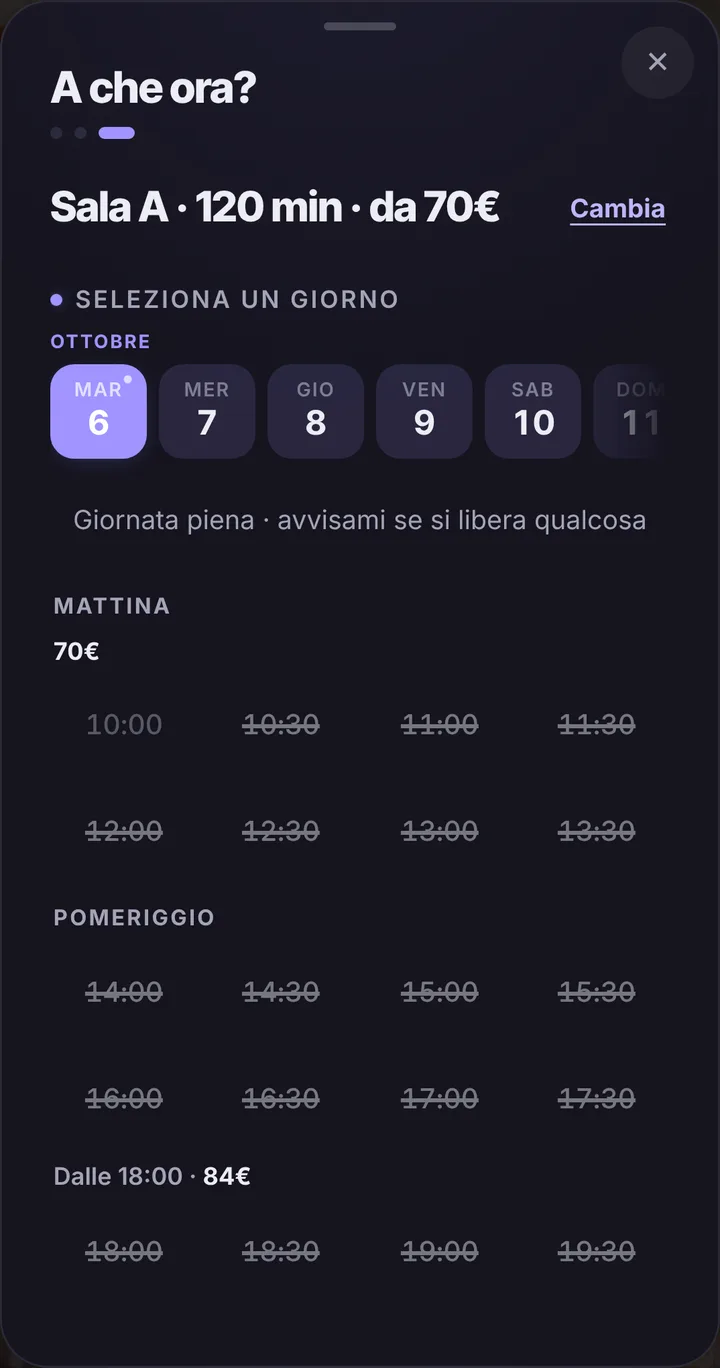 Gli orari liberi del giorno da Studio di Registrazione Eco