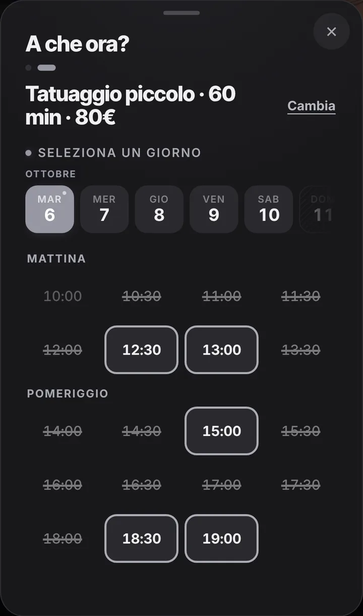 Gli orari liberi del giorno da Inchiostro Tattoo Studio